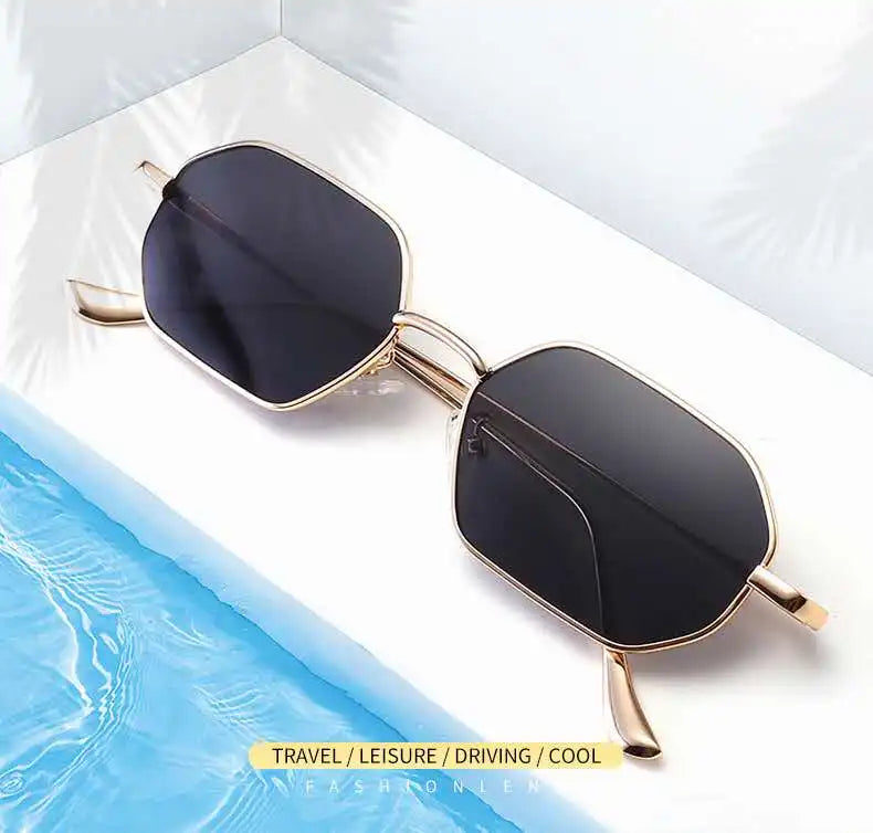 New Arrival Small Frame Polygon Sunglasses Metal Material 6 Colors Fashion Polarized Outdoor Hiking Driving Gafas De Sol