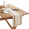 Boho72 Inches Long Cream & Brown Macrame Burlap Fall Table Decoration with Tassels Table Runner for Home Decor