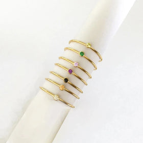 Real 14k Gold Filled 2mm AAA Zircon Bezel Rings for Party Gift Non Tarnish Jewelry Women Wedding Finger Rings