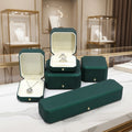 Dark Green PU Leather Jewelry Box Proposal Diamond Ring Box Wedding Couple Necklace Box Wholesale Customization