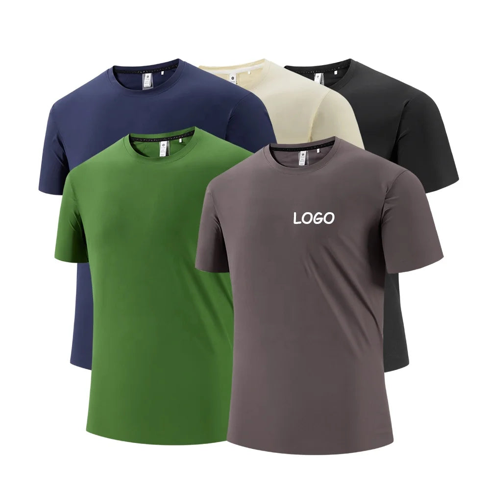 Custom Mens Gym T Shirt 76% Nylon 24% Spandex Men's Quick Dry Moisture Wicking Active Athletic Performance Crew Gym Tshirt