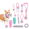 Wholesale Macaroon Color Pet Chew Toys in Stock Powder Blue Cotton Rope Dog Toy Set