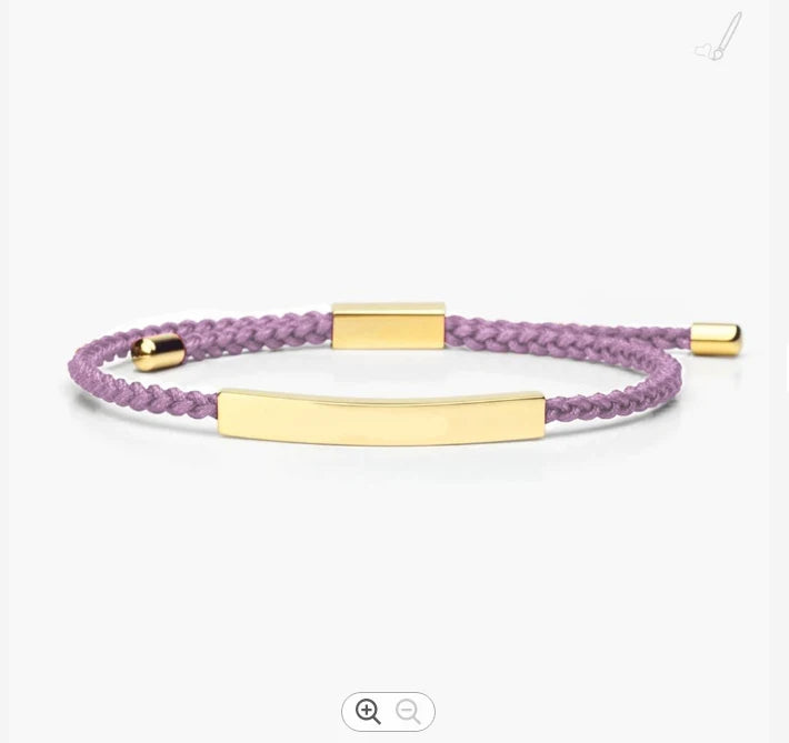 DIY Stainless Steel Engraving Bar Laser Logo 2mm Braided Wire Bracelet Freely Adjustable Size Couple Strand Bracelet