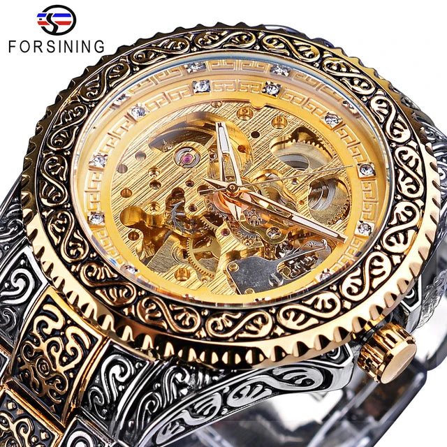Forsining Watch OEM Automatic Mechanical Watches Men Wrist Luxury Diamond Analog Waterproof Wristwatches Jam Tangan Reloj
