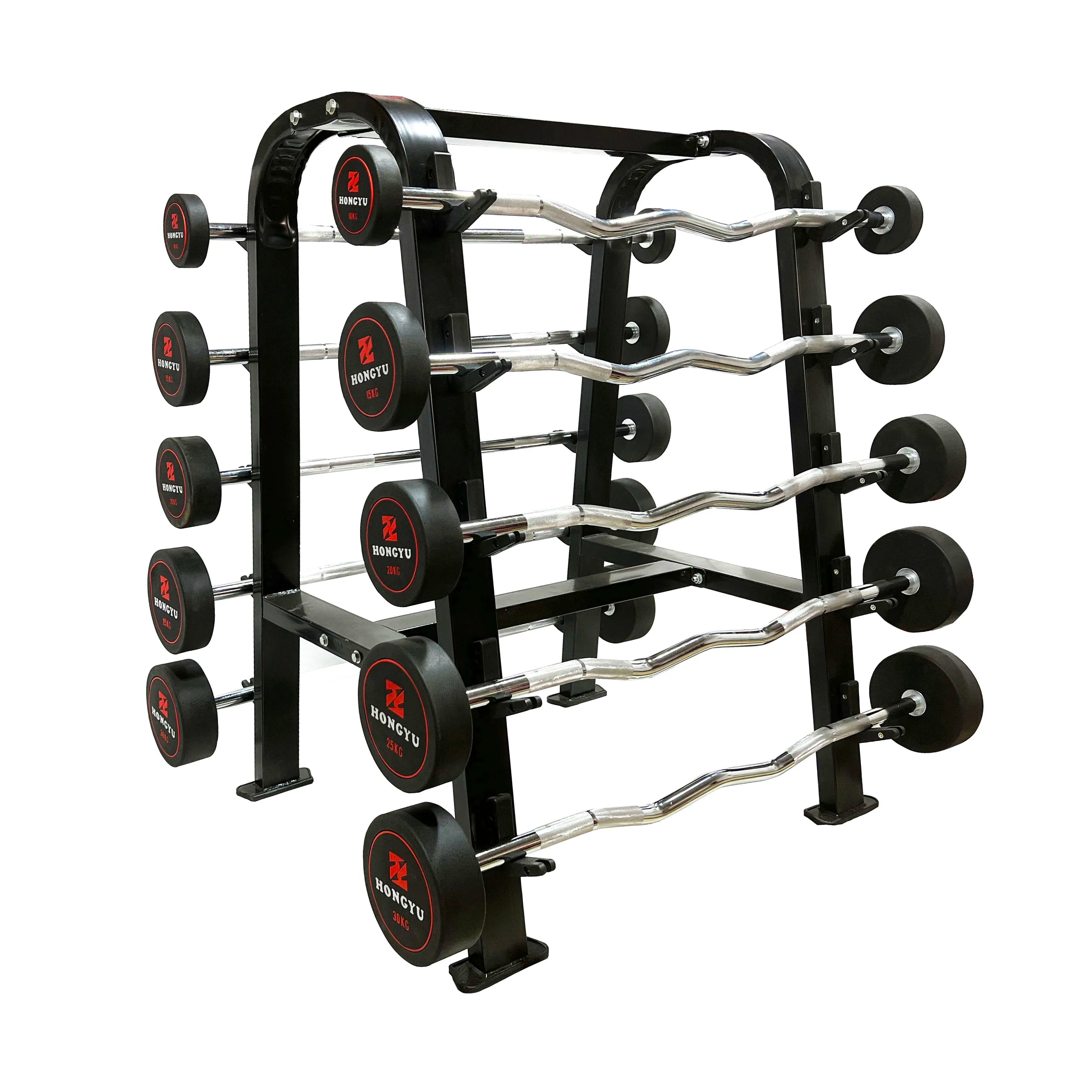Free Weights Black Head Barbell Curved Straight Bar for Gym Home Fitness Strength Training Cambered Barbell Fixed Rubber Barbell