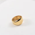 High End 18K Plain Gold Irregular Cambered Surface Band Rings Stainless Steel Trendy Simple Gold Plated Jewelry