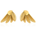 Light Luxury French Brass Gold-Plated Three-Dimensional Leaf Stud Earrings for Women Jewelry Customization