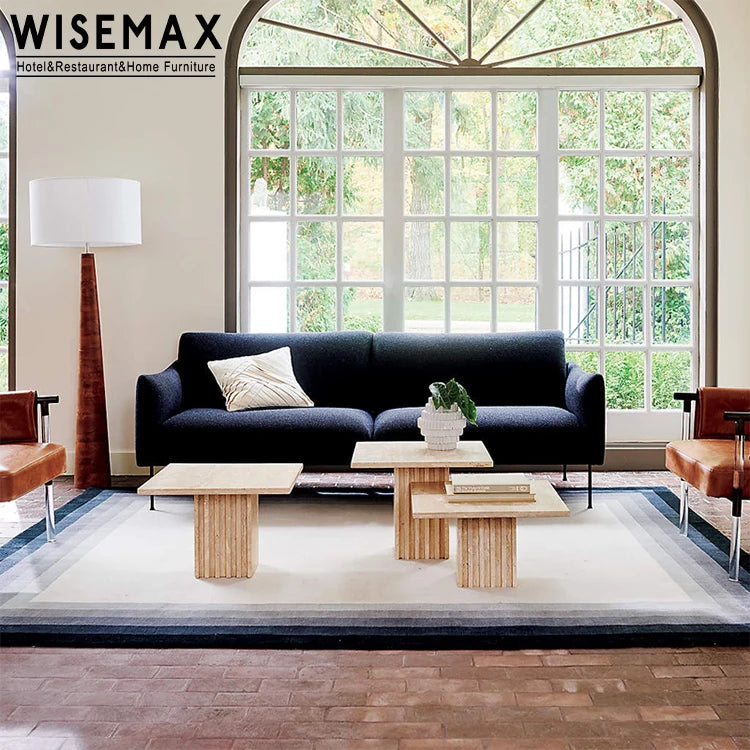 WISEMAX FURNITURE Luxury Living Room Furniture Marble Top Modern Coffee Table Natural Marble Travertine Table Bed Side Table