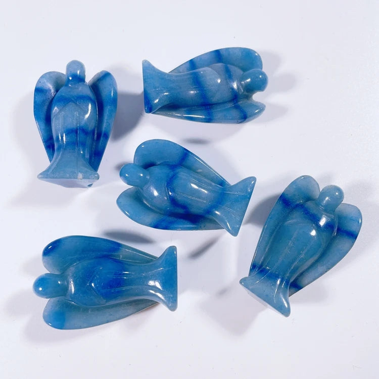 Huiying Hot sale Handmade home decor blue aventurine angel animal statue Crafts 2 inch