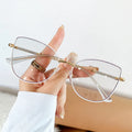 Trendy Blingbling Temple Design Cat's Eye Metal Glasses Spring Hinge Optical Oversize Blue Light Blocking Computer Eyeglasses