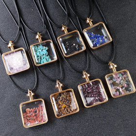 New Arrival Crystal Chips Bottle Jewelry Natural Gemstone Crystal Wishing Bottle Pendant