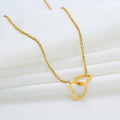 Valentines Day Gold Plated Jewelry Clavicle Chain Love Double Heart-shaped Connected Hollow Pendant Necklace