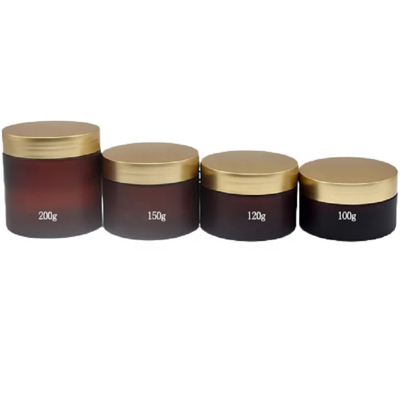 100g 120g 150g 200g PET Plastic Jars Amber Frosted Hair Gel Food Scrub Butter Container Eye Care Lotion Cream Jar Gold Screw Lid