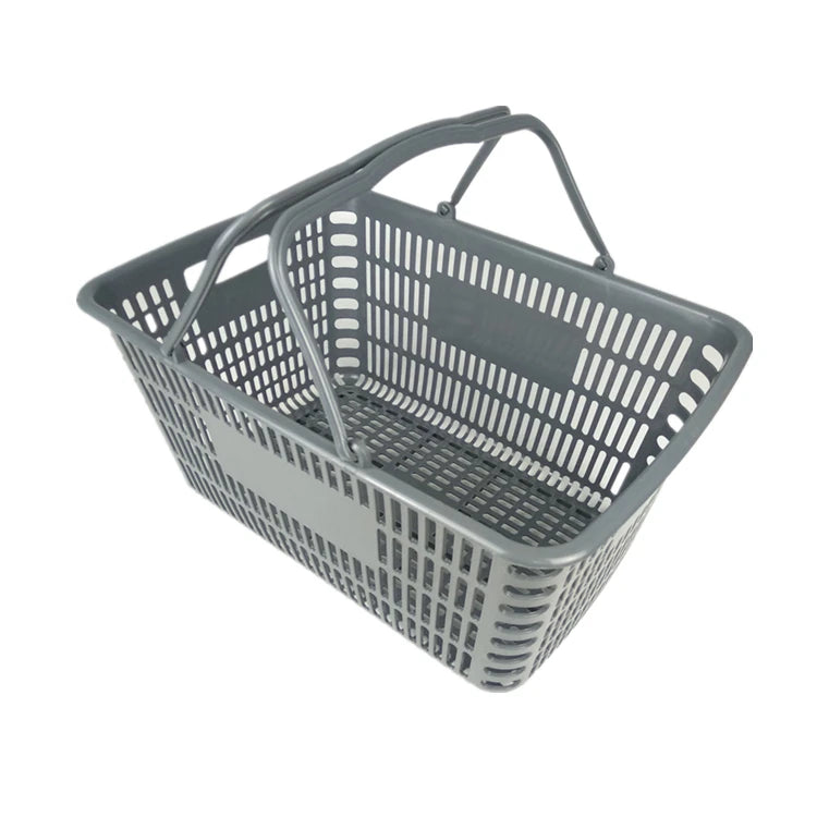 RH-BPH28-13   495*340*255mm  Double Plastic Handle 28L Plastic Shopping Baskets