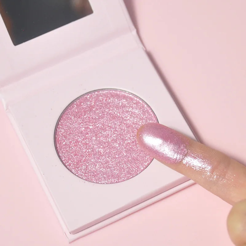 Custom Single Shimmer Bronzer Blush Powder High Pigment Highlighter for Face and Body Makeup Private Label Custom Palette