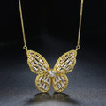 Iced Zirconia Butterfly Pendant Necklaces for Women Luxury Trendy Shiny Crystal Choker Box Chain New Jewelry Copper Engagement