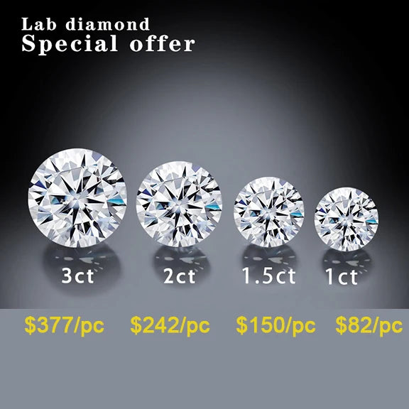 Starsgem Wholesale Price HPHT CVD Diamond 0.5ct 1ct 1.5ct 2ct 3ct 4ct DEF VVS-VS Round Cut Loose Lab Grown Diamond