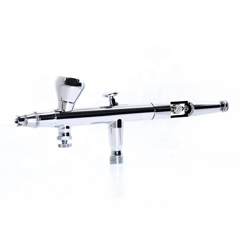 Dual Action Gravity Feed Airbrush Set for Nail Art & Makeup Includes Compressor Cake Airbrush & Piston