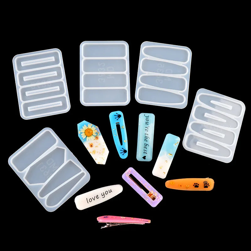Silicone Mold Hair Clip Barrette Casting Mould DIY Crafts Jewelry Hairpin Making Eco-Friendly White Opp Bag Home Appliance