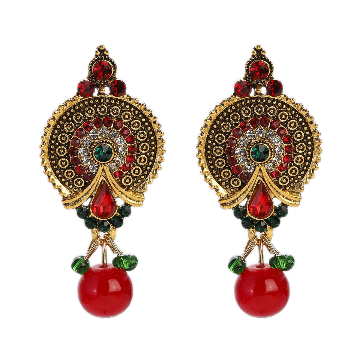 Ethnic Retro Geometric Turkish Jhumka Earrings for Women Indian Jewelry Flower Gold Color Bell Tassel Dangling Earrings