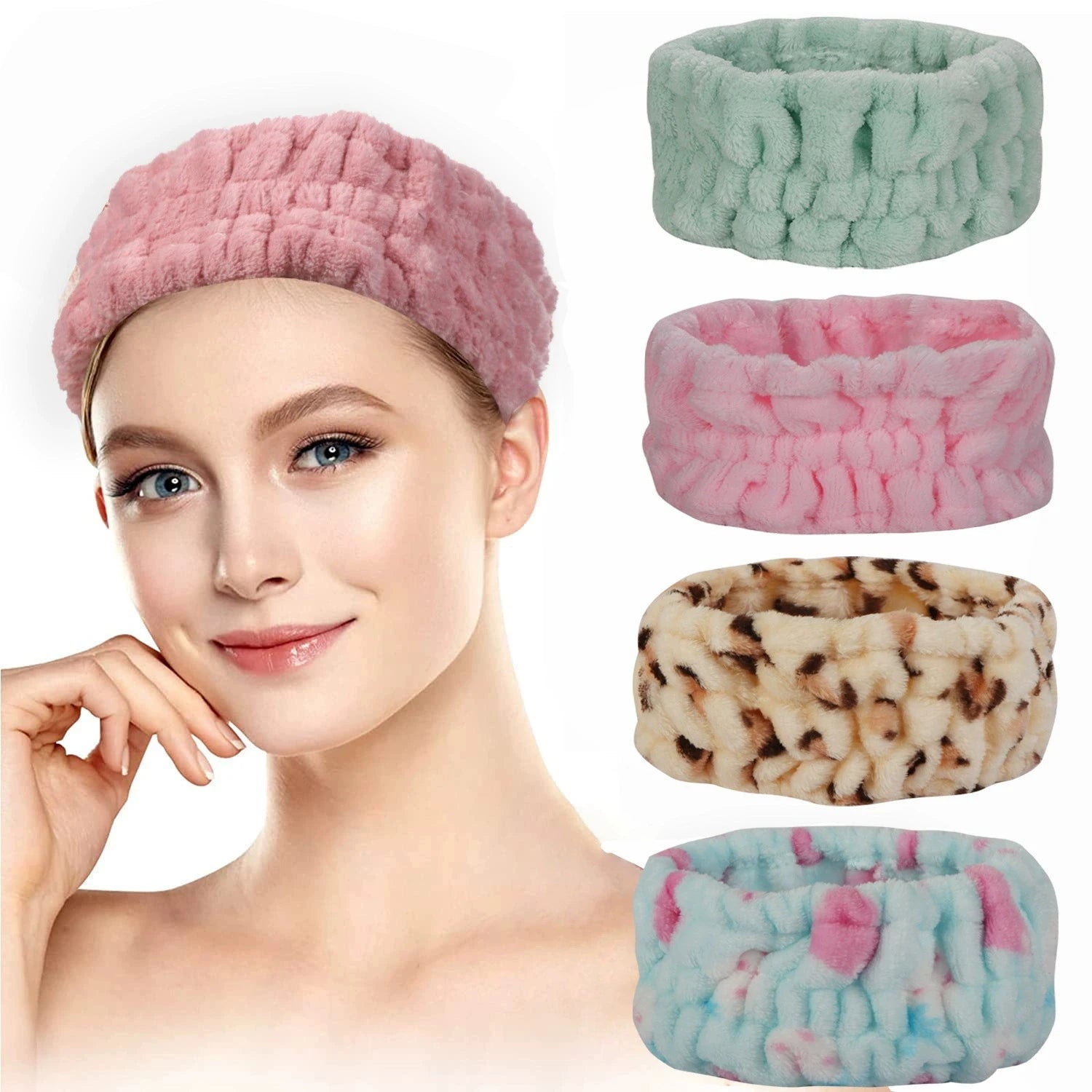 Soft Coral Fleece Headbands for Face Washing Makeup Spa & Yoga-Customizable Design for Women & Girls