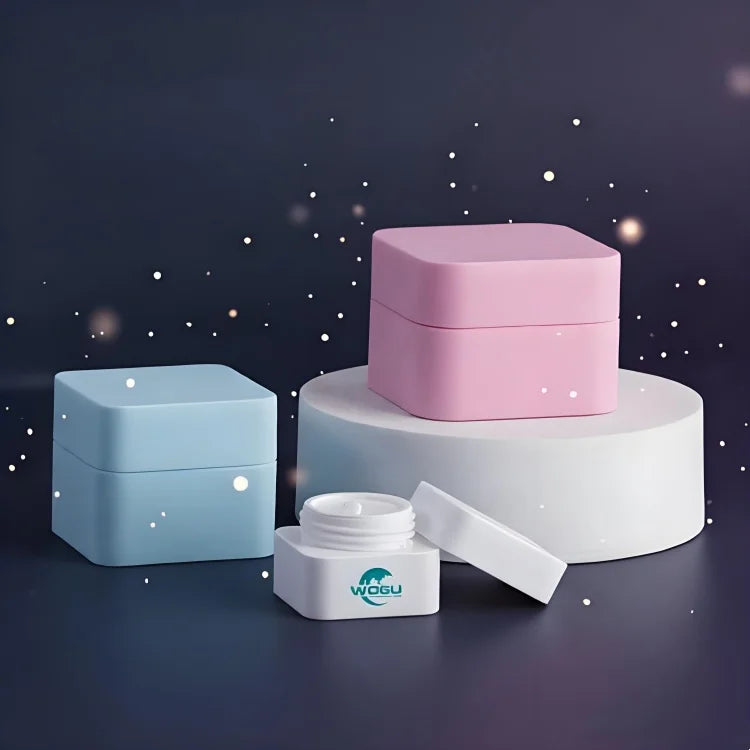 WOGU Square Cosmetic Packaging Gel Storage Container 5g 10g 20g 30g 50g Pink White Blue Black Empty PP Plastic Cream Jar