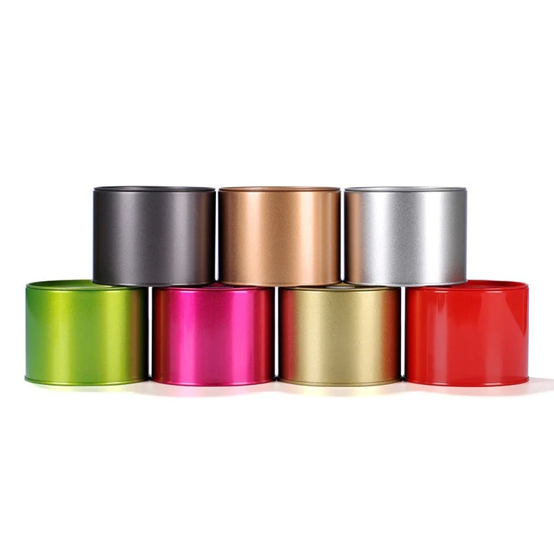 Custom Tin Can Packaging for Dessert Cake Pet Food Wholesale Round Metal Scented Gold Tea Tin Can Packaging With Lid