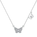 Factory 925 Sterling Silver Necklace Cubic Zircon 18K Gold Plated Jewelry Delicate Double Butterfly Pendent Necklaces for Women