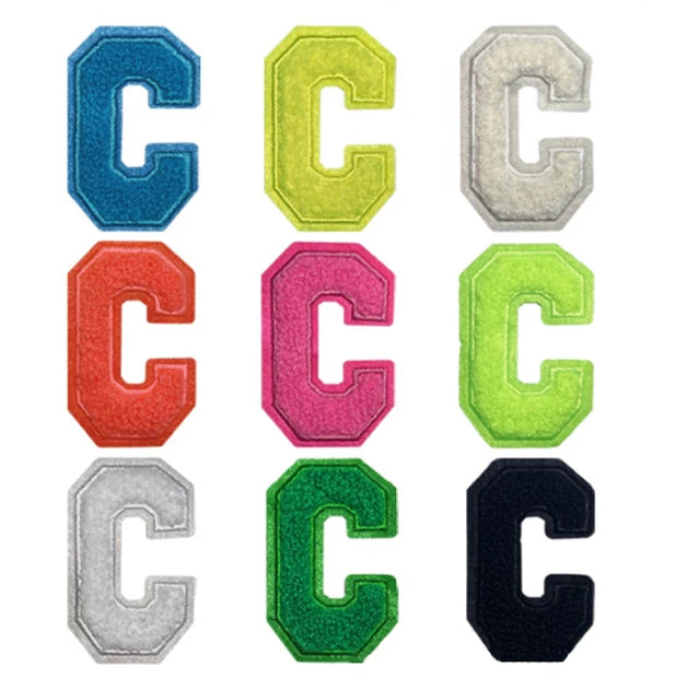 Wholesales Adult Garment Turf Embroidery Letter Patch Chenille Embroidery Letter Badge for Shirt Jacket Towel Embroidery Patch