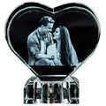3D Laser Engraved Heart Shape Crysal Glass Photo Frame With LED Base Wedding Favors for Guests Gifts