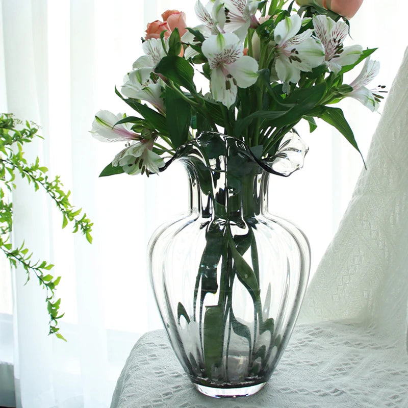 French Tulip Modern Eco-friendly Glass Tabletop Vase Pot Belly Hydroponic for Wedding & Birthday