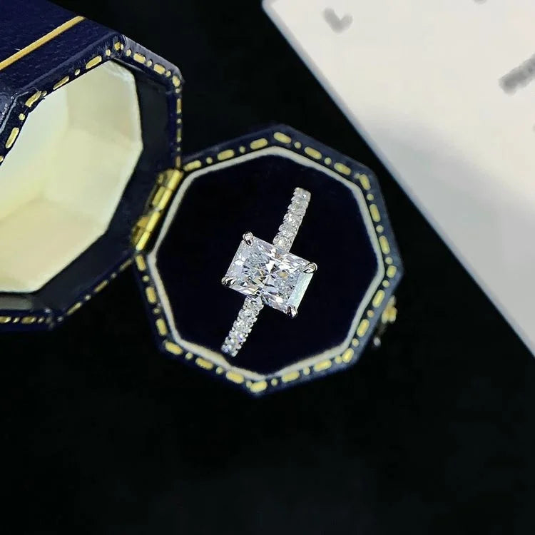 Ruyi 2.0ct Radiant Cut IGI Certified Lab Diamond Ring 18K 14K Solid Gold Solitaire Pave Band Women's Engagement Jewelry