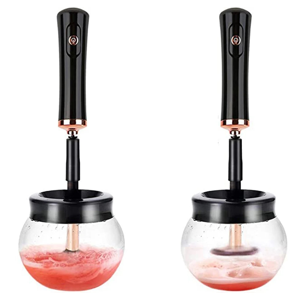 Electric Brush Spinner with 8 Sizes Rubber Collars Wash and Dry in Seconds Plastic Mini Makeup Brush Cleaner Washing Machine