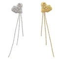 Wuqie Fashion Chic Design 925 Sterling Silver Removable Chain Tassel Earring Heart Stud Earring