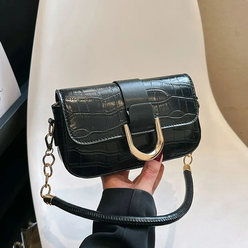 Fashion Crocodile Print Women Shoulder Bags Soft Pu Leather Ladies Handbags Underarm Purse Clutch Small Square Bag for Female