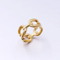 Wholesale Fashionable Small Square Ring Stainless Steel Ring Women Plated Gold Color Customized Link Chain Chunky Jewelry Ring