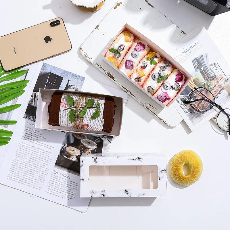 Custom Bake Pastry Box Open Window Drawer Food Packaging Cake Cookie Macaron Tiramisu Paper Boxes