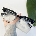 Trendy Fashion Rivet Men's and Women's Classic Retro Transparent Thick TR90 Flat Lenses Anti-Blue Light Optical Glasses Frame