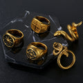 Custom Trending Fashion Jewelry Vitruvian Ring Vintage Greek Snake Signet Rings Stainless Steel Mens Compass Ring Gold