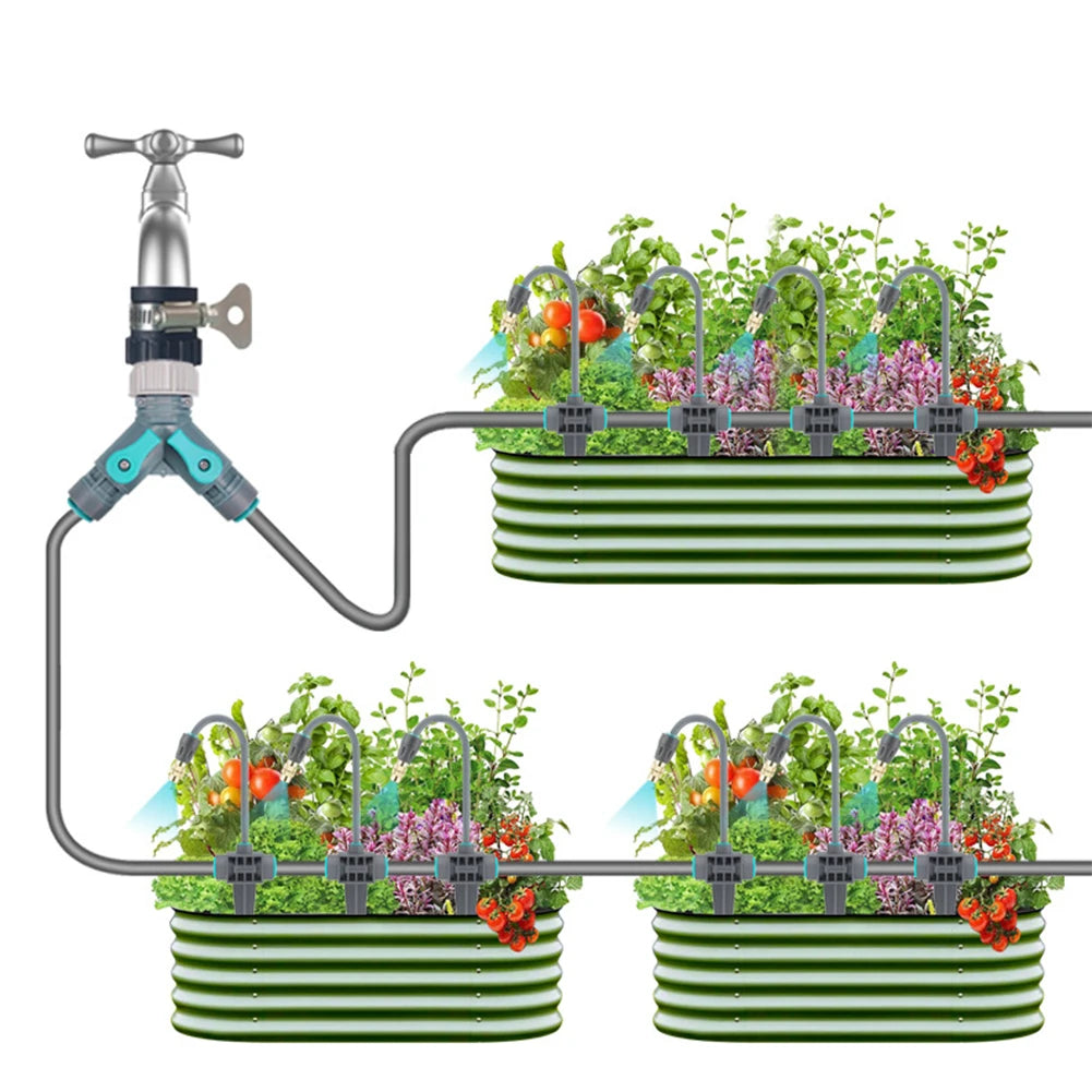 Drip & Micro Sprinkler Irrigation System Kit  Adjustable Watering Solution for Greenhouses Farms Gardens and Potted Plants