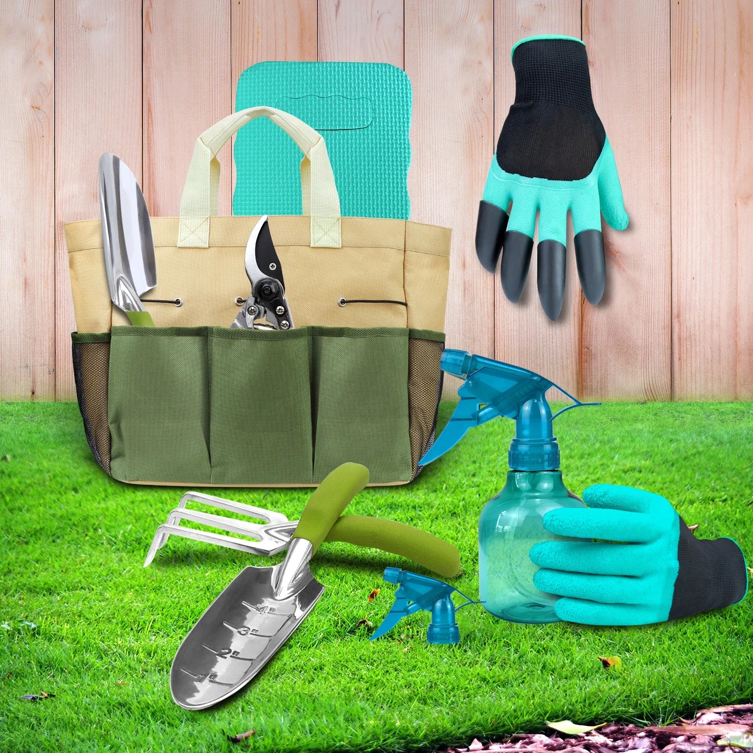 Gardening Tools Set With 3Pcs Garden Hand Tools SprayerGardening Kneeler and Gardening Claws Gloves Tools Gardening