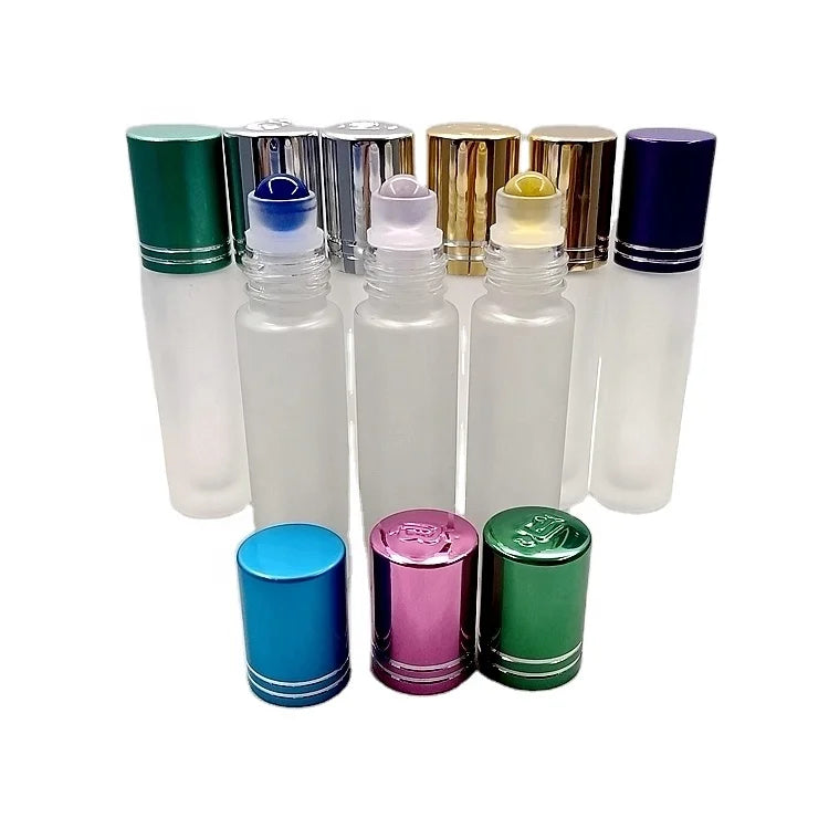 Roll on Bottle Round Screw Cap Transparent Frosted Glass Cosmetic Packaging Screen Printing Hot Selling 10ml Brown 5ml 10ml