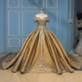 Gold Luxury Sequins Off Shoulder Formal Evening Dresses From Dubai Jancember 9791