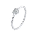 Fashion 925 Sterling Silver Sparkling CZ Heart Ring Simple Twist Band Plated Platinum for Women Engagement Fine Jewelry BSR516