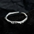 Chic Niche Design S925 Sterling Silver Korean Version of Small Beads Texture Fine Ring for Women Open Irregular Minimal Ring