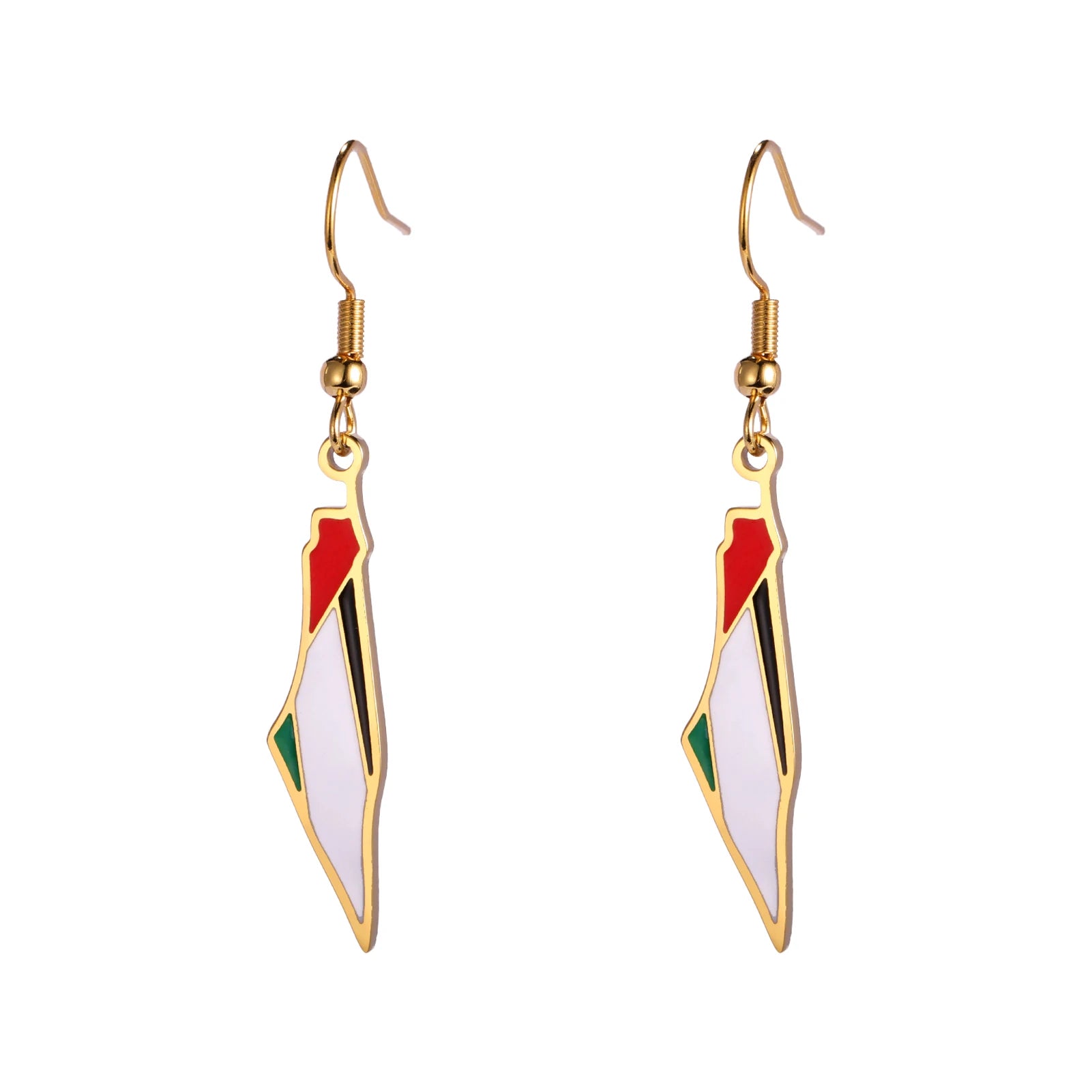 Allah Islamic Arabic Palestine Map Stainless Steel Earrings Islamic Fashion Jewelry Enamel Earrings Gifts for Women Girls