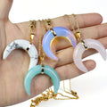 Natural Moon Shaped Crystals Pendant Big Moon Stone Pendants Crescent Gemstone Pendant for NECKLACES Jewelry Making