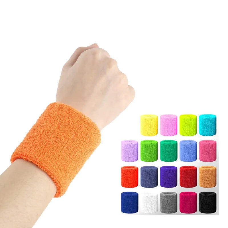 Cheap Wholesale Custom 8x8cm Breathable Blank Cotton Wristbands Basketball Sport Wrist Sweatbands