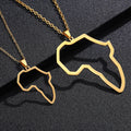 Fashion Stainless Steel African Map Necklace Hot Selling Africa Map Necklace Gold Plated Men Women Necklace Jewelry