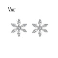 Wholesale Winter Minimalist Girls Women Fine Jewelry Sterling Silver Stud Earrings 925 Snowflake Stud Earrings